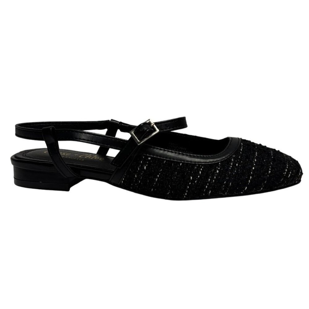 CHASE + CHLOE / Enki-1 / Black / Glitter/ Slingback Flats